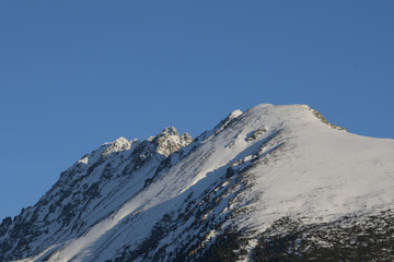 scenery of snow covered High Tatras mountains Slovakia