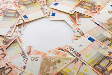 Pile of Euro banknotes