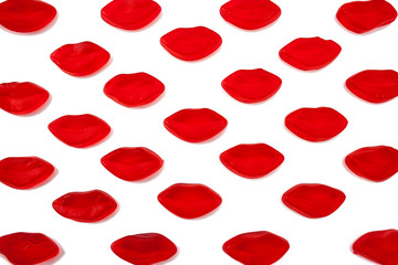 Candy lips on white background