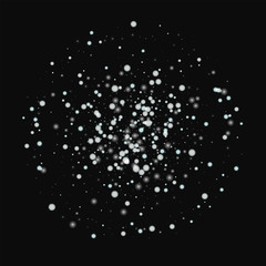 Beautiful falling snow. Double circle with beautiful falling snow on black background. Unique Vector illustration.
