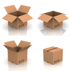 cardboard box set concept       3d illustration