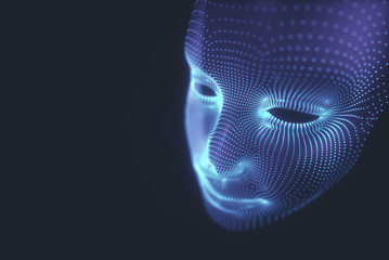 High angle illuminated face, illustration