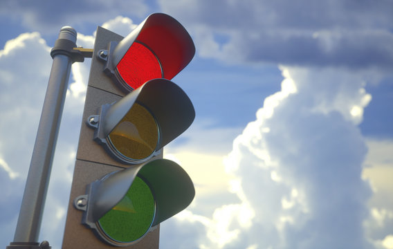 Red traffic light, illustration