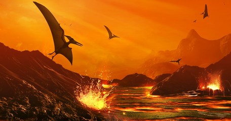 Artwork of Dinosaur Extinction Event