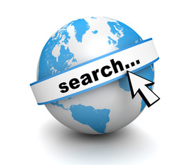 search globe concept       3d illustration