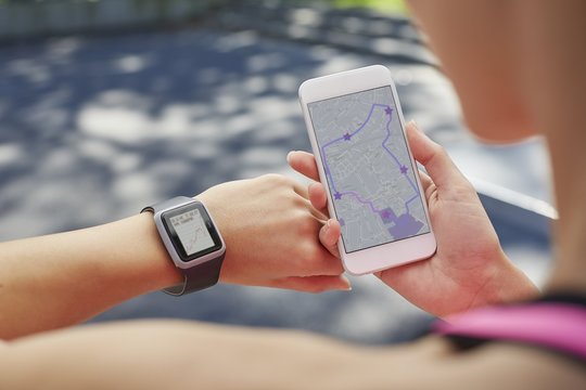 Woman wearing sports watch