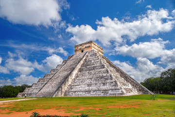 Mexico. Ancient Mayan city of Chichen Itza. Pyramid of Kukulkan