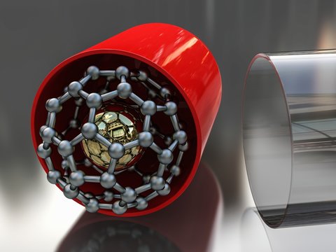 Broken  capsule with nanoparticles