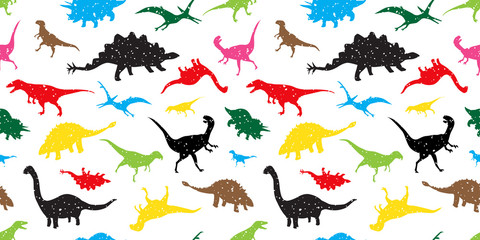 Seamless Pattern dino dinosaur vector isolated wallpaper background colorful © CNuisin
