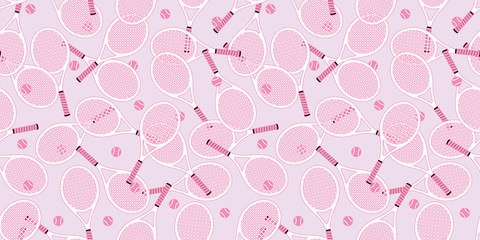 seamless pattern Tennis Racket badminton vector wallpaper isolated background pink