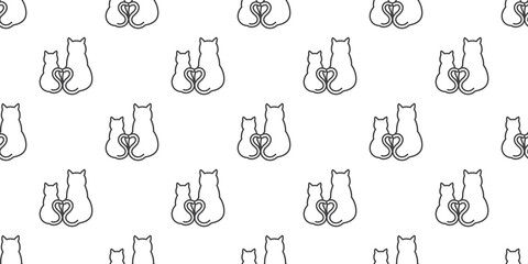 Cat Seamless Pattern vector kitten heart valentine love isolated wallpaper background