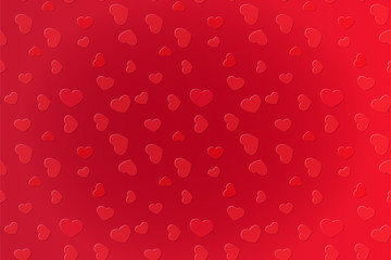 Saturated love background with red scattered hearts