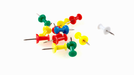 A large group of thumbtacks on white background