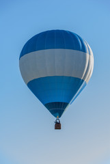 A hot air balloon, in flight
