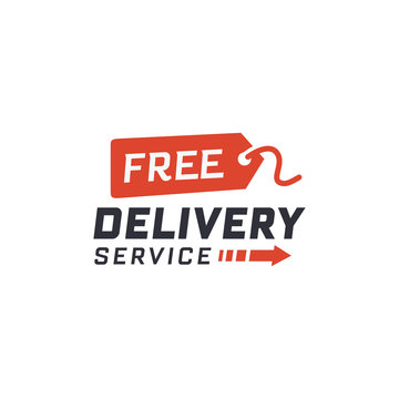 Free delivery service. Delivery label for online shopping. Worldwide shipping. Vector illustration