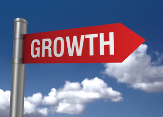 growth road sign      3d illustration