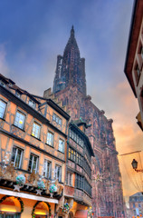 Fototapeta na wymiar The Notre-Dame Cathedral of Strasbourg, France