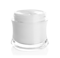 Obraz premium Jar with hand cream on white background