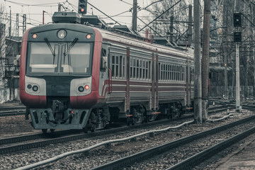 Fototapeta na wymiar Red passenger train
