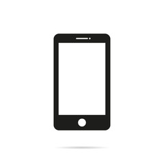 Mobile phone icon in flat design on white background