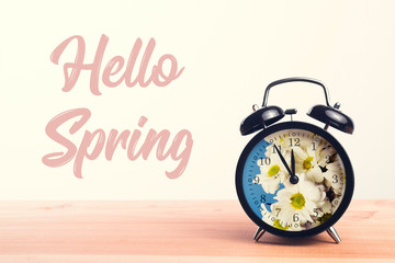 Alarm clock and Hello Spring concept