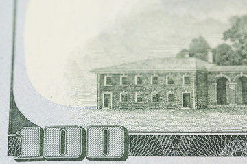 Macro shot of one hundred dollars bill 
