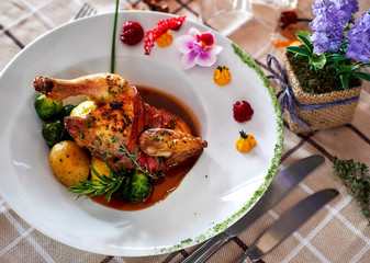 Quail sous vide. Restaurant food