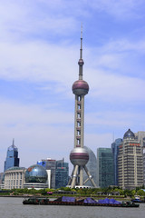 Shanghai - May 22: beautiful buildings in the bund of Shanghai pudong new area in China, on May 22, 2015, Shanghai, China,