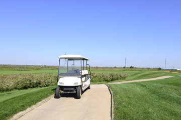 Golf cart in a golf course