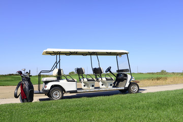 Golf cart in a golf course