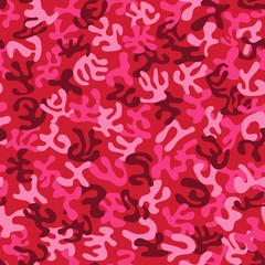 Seamless pink military camouflage pattern for female soldiers - Eps10 vector graphics and illustration