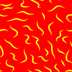 Seamless red pattern with worm-like yellow lines - Eps10 vector graphics and illustration