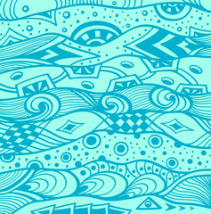 Abstract handmade Ethno Zentangle Zendoodle  background in  blue for decoration package or for wallpaper and other things