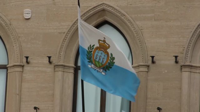 San Marino Republic flag on the government palace