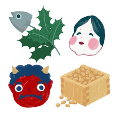 手描き風・節分素材セット