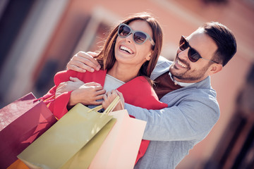 Loving couple shopping