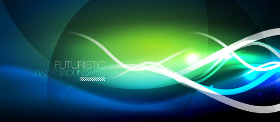 Bright neon lines wave