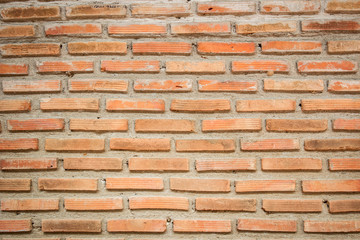 Modern style of red bricks wall close up for background.