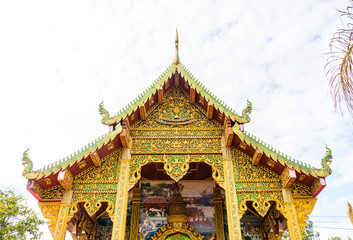 Fototapeta premium Beautiful architecture at Wat Phra That Doi Kham in Chiang Mai.