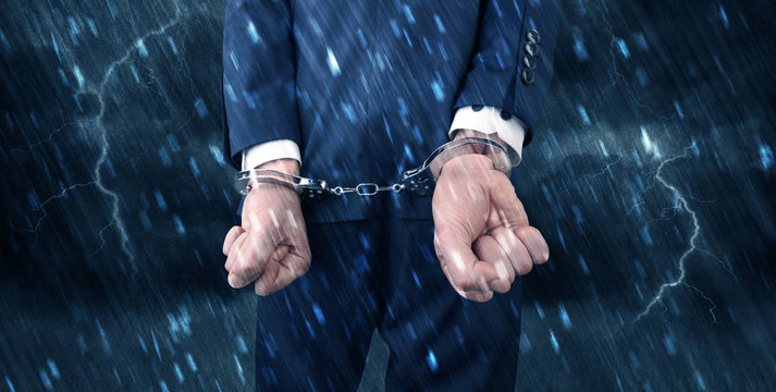 Stormy wallpaper with close handcuffed man