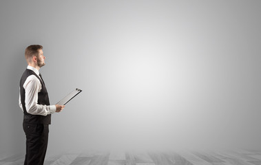Businessman standing in an empty space