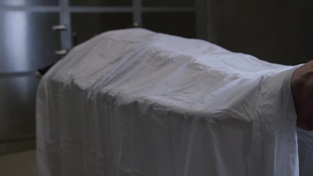 Dead body waiting to be identified in the morgue