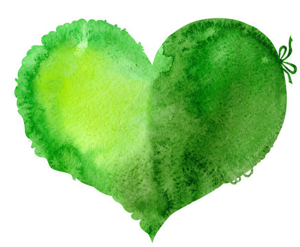 watercolor green heart with a lace edge