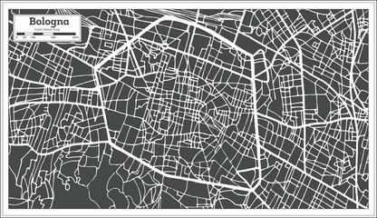 Bologna Italy City Map in Retro Style. © BooblGum