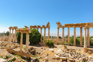 Fototapeta na wymiar Baalbek Ancient city in Lebanon.Heliopolis temple complex.near the border with Syria.remains