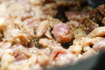 Korean pork in frying pan