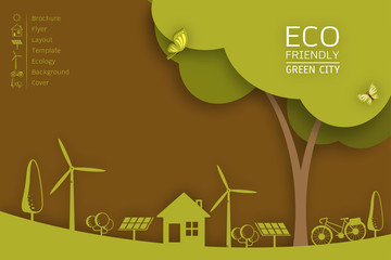 Vector Brochure Flyer Design Layout Template. Ecology Background