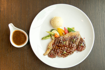 beef  steak and sauce
