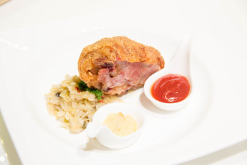 German fried pork leg and sauce