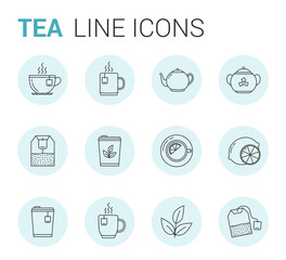 Tea Line Icons